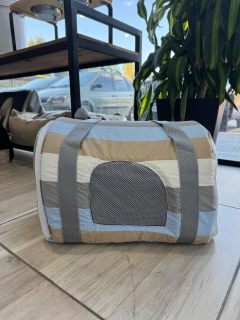 Transportadora Beige y Celeste - PETLIFE STORE