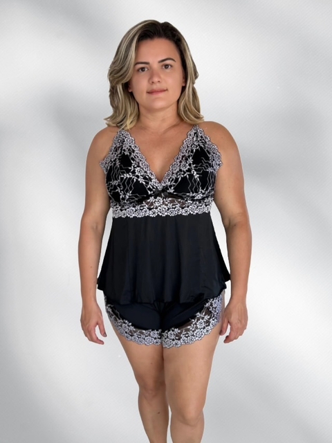 BABY DOLL PRETO COM BRANCO - comprar online