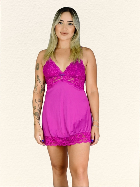 CAMISOLA FUCSIA RENDADA SEM BOJO COM FIO - comprar online