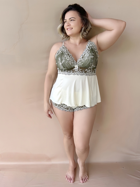 BABY DOLL MARFIM COM VERDE FLORESTA - comprar online