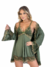 KIT COMPLETO ROBE CAMISOLA CALCINHA RENDA BICOLOR