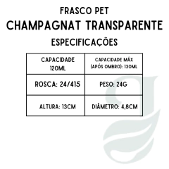 FRASCO PET 120ml R.24/415 CHAMPAGNAT TRANSP - comprar online