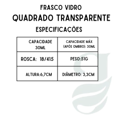 FRASCO VD 30ml R.18/415 QUADRADO TRANSP - comprar online