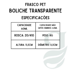 FRASCO PET 60ml R.20/410 BOLICHE TRANSP - comprar online