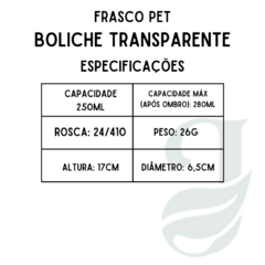 FRASCO PET 250ml R.24/410 BOLICHE TRANSP - comprar online