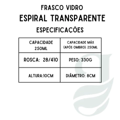 FRASCO VD 250ml R.28/410 ESPIRAL TRANSP - comprar online