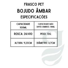 FRASCO PET 100ml R.24/410 BOJUDO AMBAR - comprar online