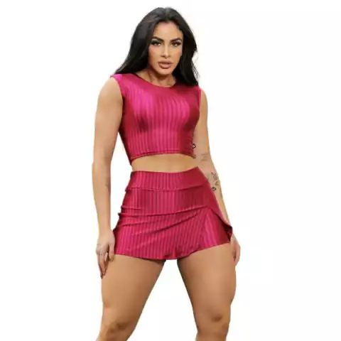 Conjunto Short saia Cropped Regata 3D Poliamida. - comprar online