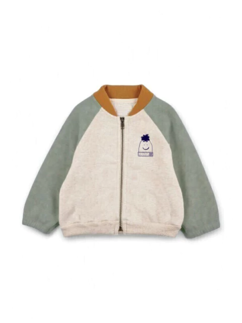 CAMPERA BOMBER COMBINADA MANGAS VERDE