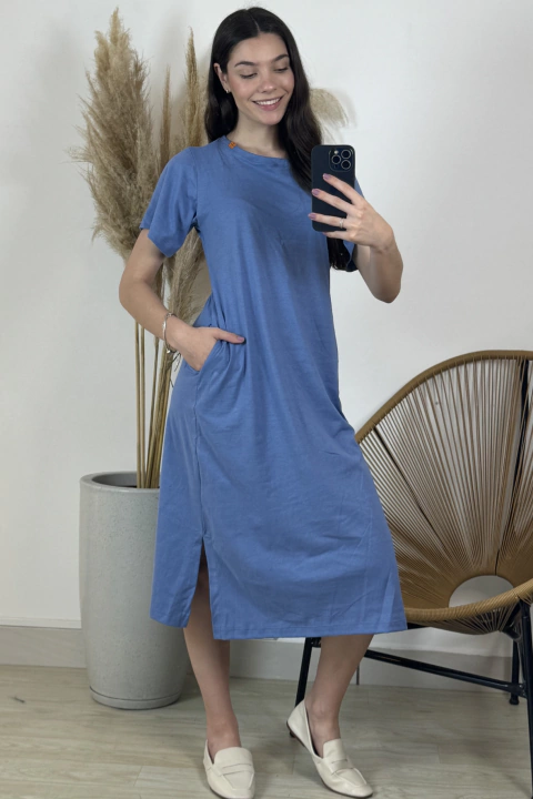 VESTIDO MIDI ABERTO LATERAL - comprar online
