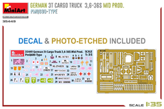 Caminhão Alemão 3T CARGO 3,6-36S Prod. Intermediária PMQ600 1/35 - MiniArt 35449