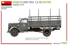 Caminhão Alemão 3T CARGO 3,6-36S Prod. Intermediária PMQ600 1/35 - MiniArt 35449 na internet