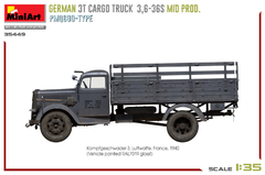 Caminhão Alemão 3T CARGO 3,6-36S Prod. Intermediária PMQ600 1/35 - MiniArt 35449 - Hey Hobby - Modelismo Extraordinário