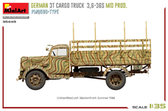 Caminhão Alemão 3T CARGO 3,6-36S Prod. Intermediária PMQ600 1/35 - MiniArt 35449 - loja online