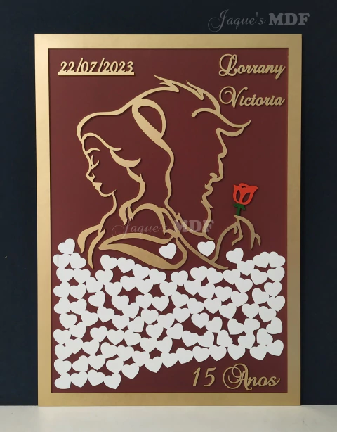 Quadro 100 assinaturas Bela e a Fera