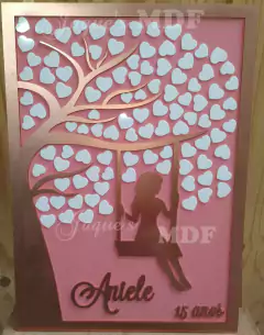 Quadro 100 assinaturas Menina no Balanço - Jaque's MDF