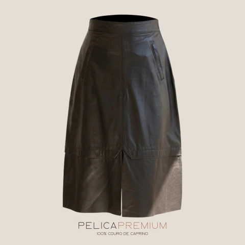 Premium Pelica - Saia Longa em V de Couro Caprino