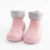 Zapatillas zapamedias ergonómicas rosadas para bebés con suela flexible y puño gris