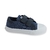 Zapatilla Berlín para niños. Zapatilla de lona jean color azul con abrojo.