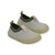 Zapatillas elastizadas para bebés en color verde y gris, ideales para los primeros pasos. Anchas, flexibles.