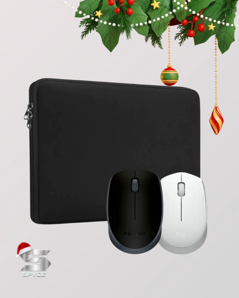 Combo Navideño: Funda Notebook + Mouse Logitech M170 (White/Black)