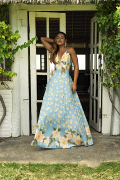 Vestido Ilha bela romance azul na internet