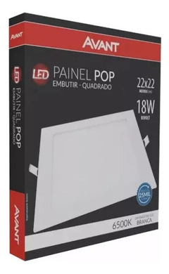Kit 4 Plafon Painel Led Quadrado Embut 6500k 18w Biv Avant