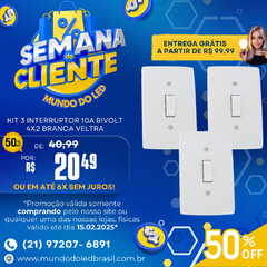Kit 3 Tomada 10a Bivolt 4x2 Branca Veltra - SEMANA DO CLIENTE - comprar online