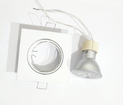 Spot Aluminio Branco Direcionavel Embutir Quadrado Completo Lampada de Led e Rabicho Startec - loja online