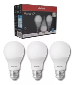 Kit 3 Lâmpada 7w Led Bulbo Pêra Bivolt E27 6500k Branco Frio Avant - comprar online