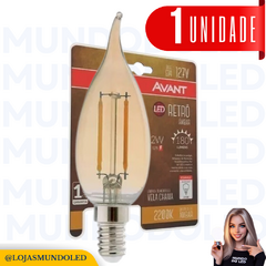 Lâmpada Led Retrô Vela Chama Âmbar 2w E14 127v Avant
