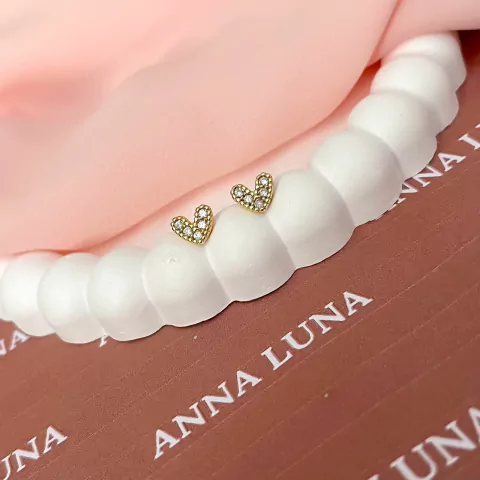 Brinco Coração Cravejado Banhado a Ouro