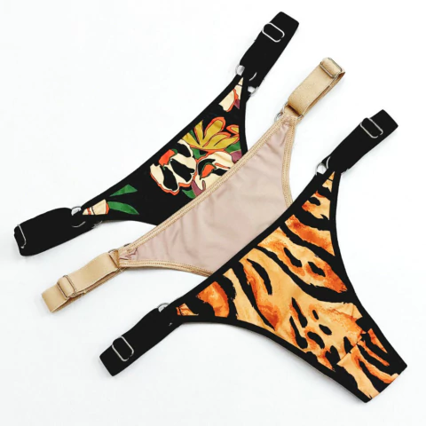 Vintage Art. 4425 Cola Less Microfibra Estampada con Elástico Ancho