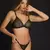 Conjunto Marcela Koury 5734 de bralette en tul con flock y brillo, combinado con tangaless.
