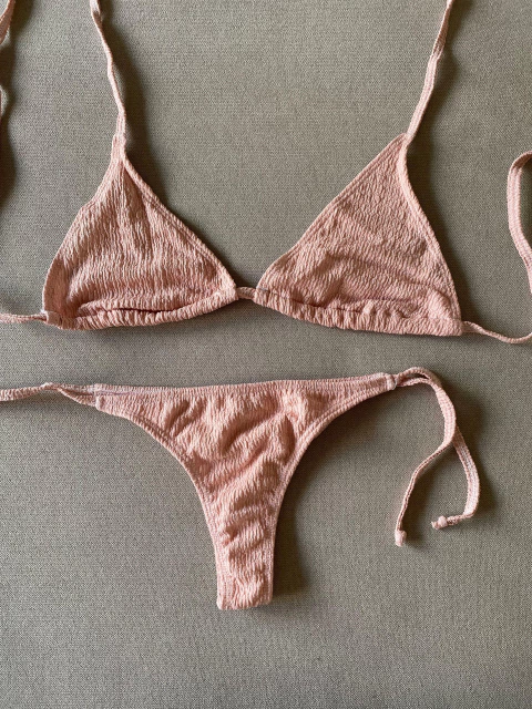 Bikini Creta texturada Rosa claro - comprar online