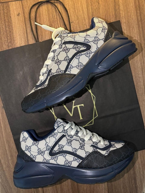 Tênis Rhyton Gucci Azul Marinho
