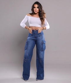 CALÇA CARGO PANTALONA SEM LYRICS COM DETALHES, CINTURA ALTA