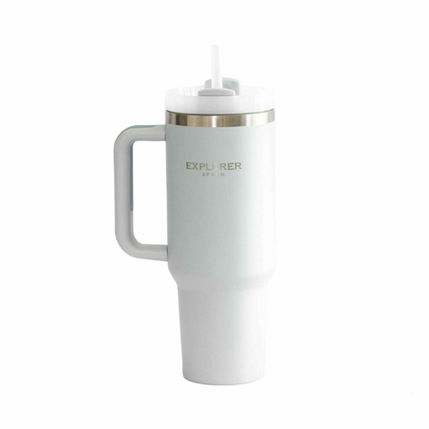VASO TERMICO CON BOMBILLA - GRIS CLARO