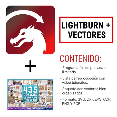 Lightburn full + paquete de Vectores