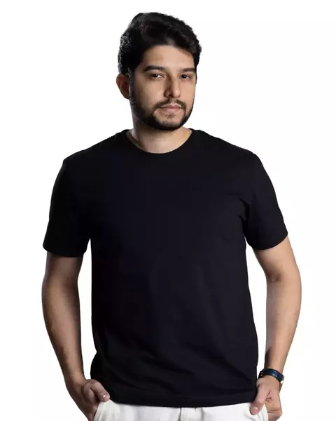 Camiseta 100% Algodão fio 30.1 penteado Preta Masculina - comprar online