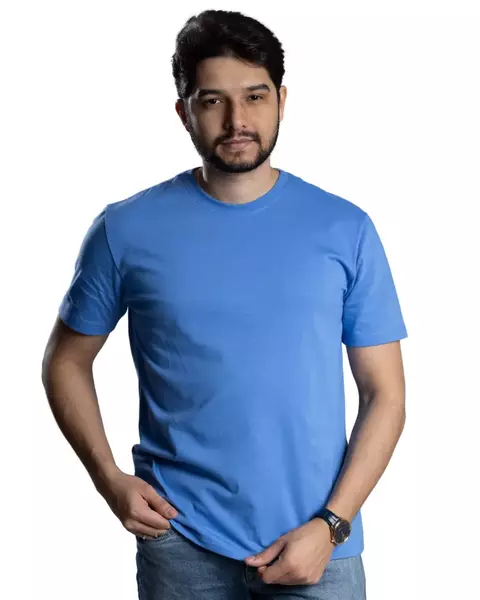 Camiseta 100% Algodão fio 30.1 penteado Celeste Masculina - comprar online