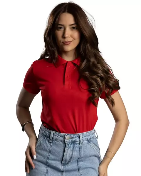 Camiseta Polo Piquet PA Vermelha Feminina (Babylook) - comprar online