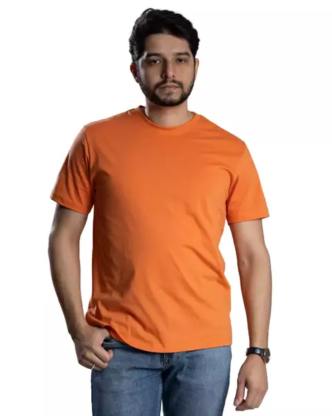 Camiseta 100% Algodão fio 30.1 penteado Laranja Masculina - comprar online