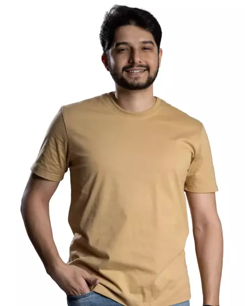 Camiseta 100% Algodão fio 30.1 penteado Bege Masculina - comprar online