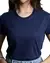 Imagem do Camiseta 100% Algodão fio 30.1 penteado Azul Marinho Feminina (Babylook)