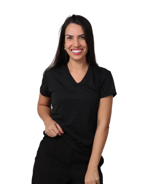 Camiseta 100% Poliéster Anti Pilling Gola V Preta Feminina (Babylook) - comprar online