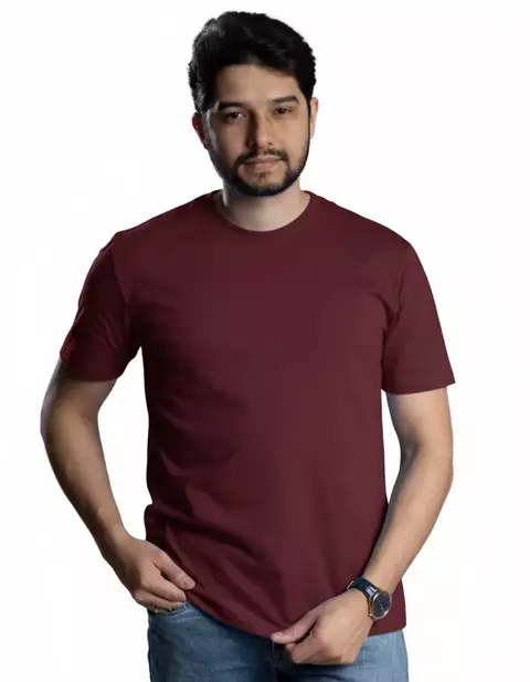 Camiseta 100% Algodão fio 30.1 penteado Vinho Masculina - comprar online