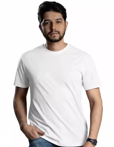 Camiseta 100% Algodão fio 30.1 penteado Branca Masculina - comprar online