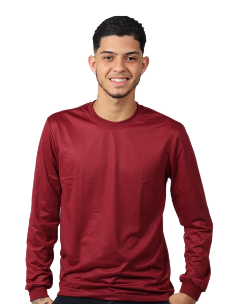 Camiseta Manga Longa 100% Poliéster Anti Pilling Vinho Masculina - comprar online