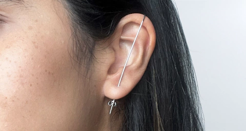 earcuff unilateral prateado